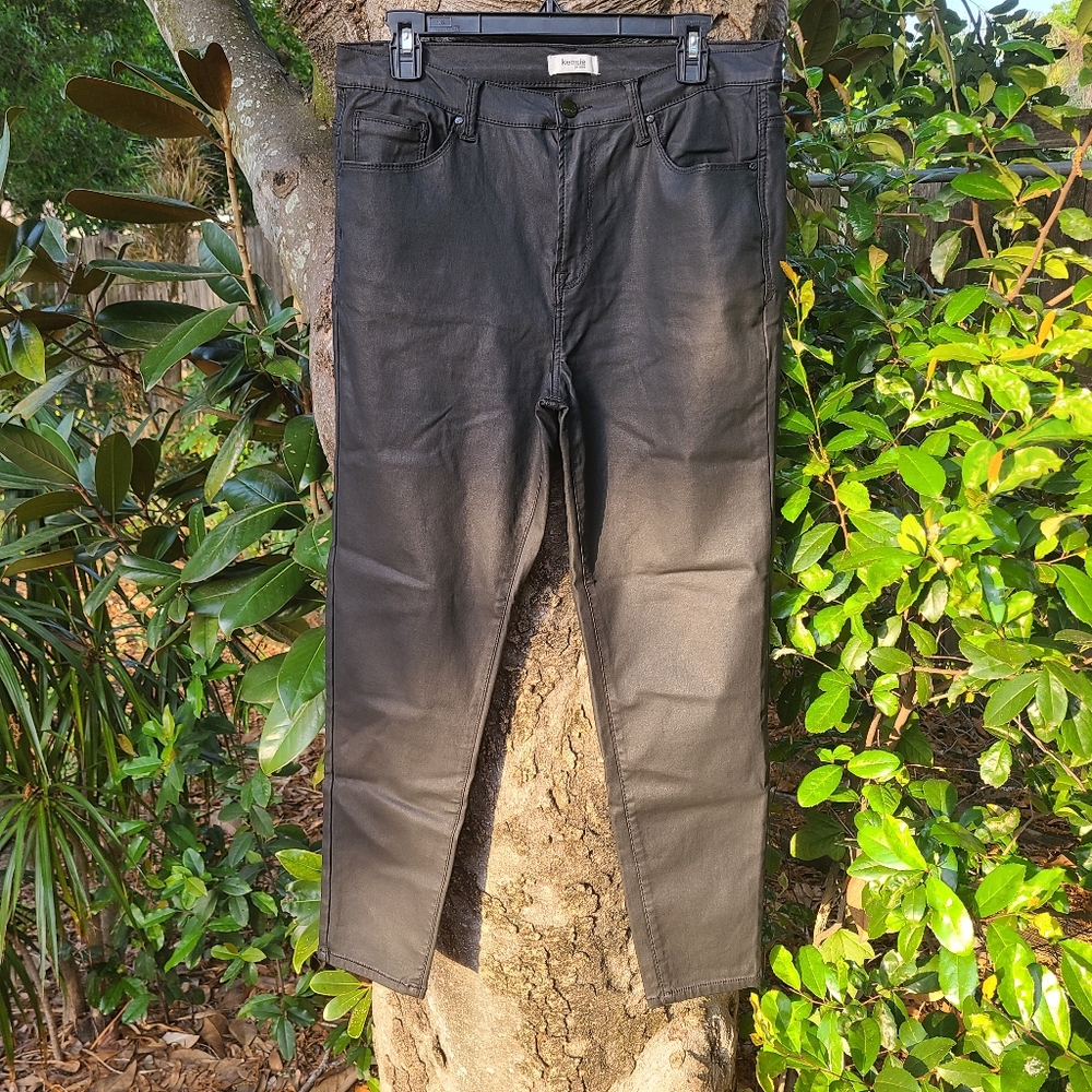 Kensie Black Wax Coated Jeans